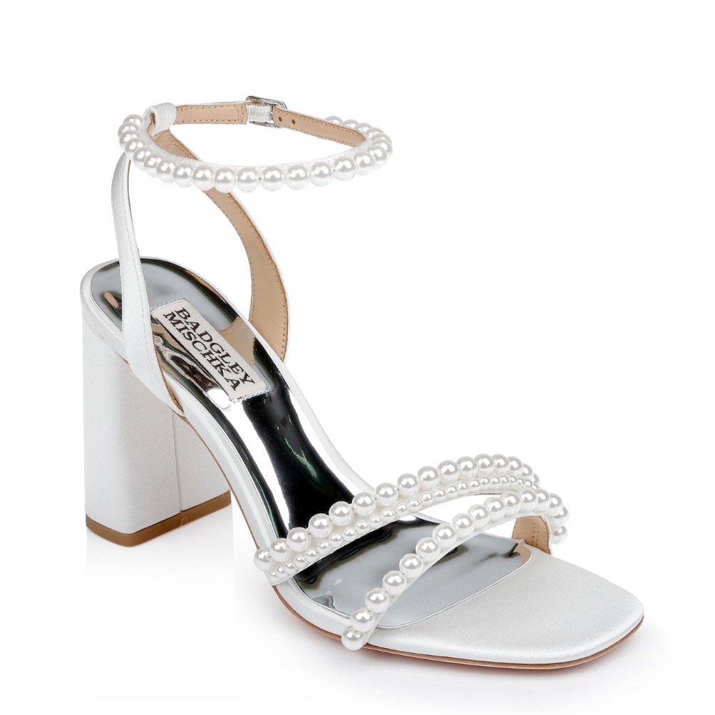Badgley Mischka Feisty Pearl Block Adorned Heels